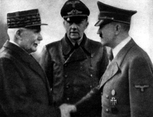 A photo of Maréchal Pétain and Hitler