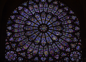A photo of a rose window in Nortre-Dame